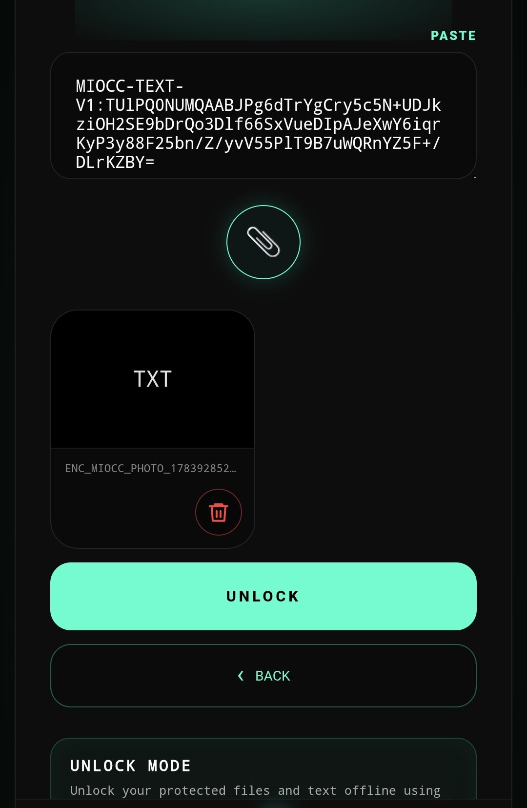 MioCC unlock protected content screen