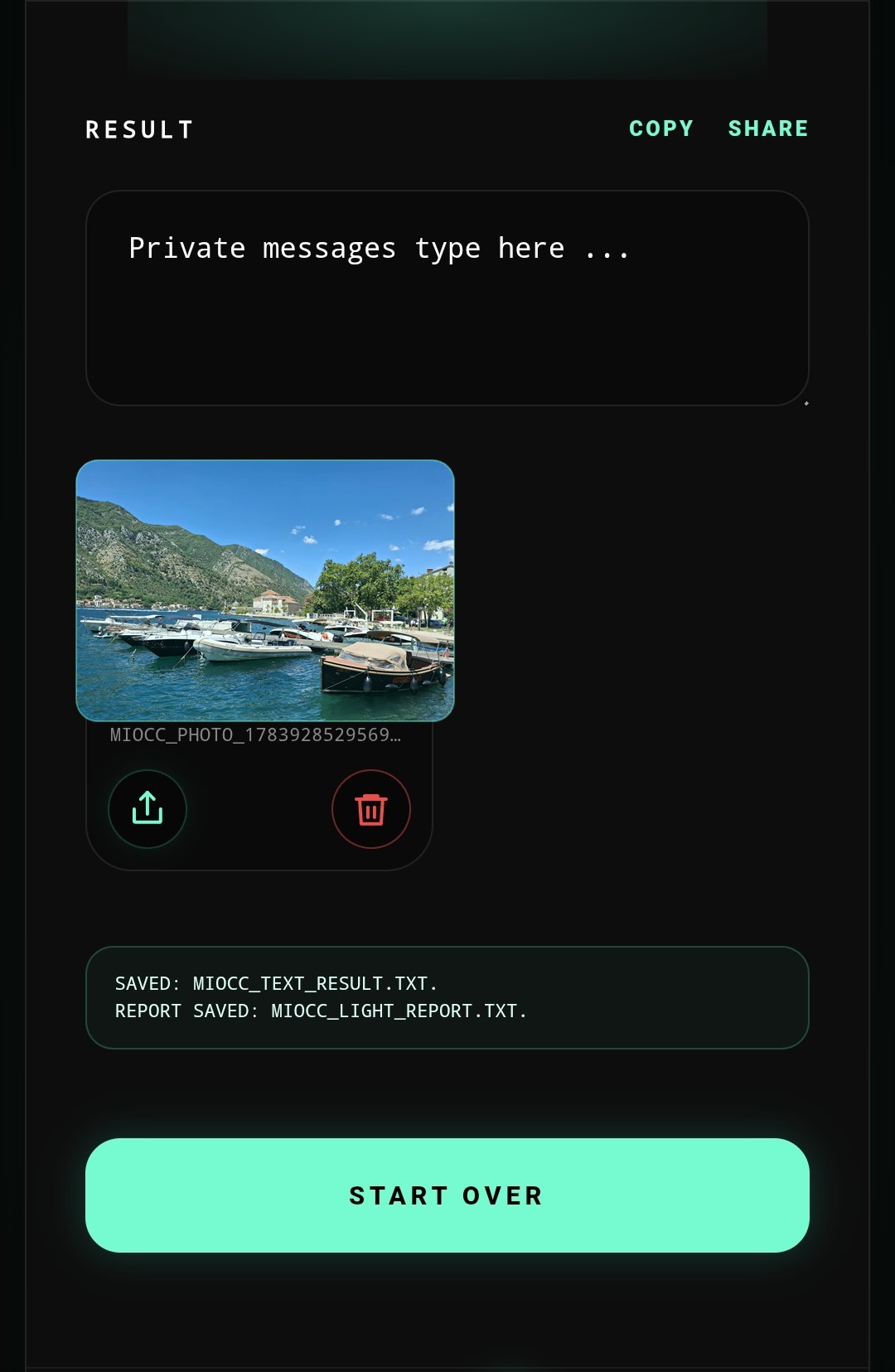 MioCC unlocked result screen